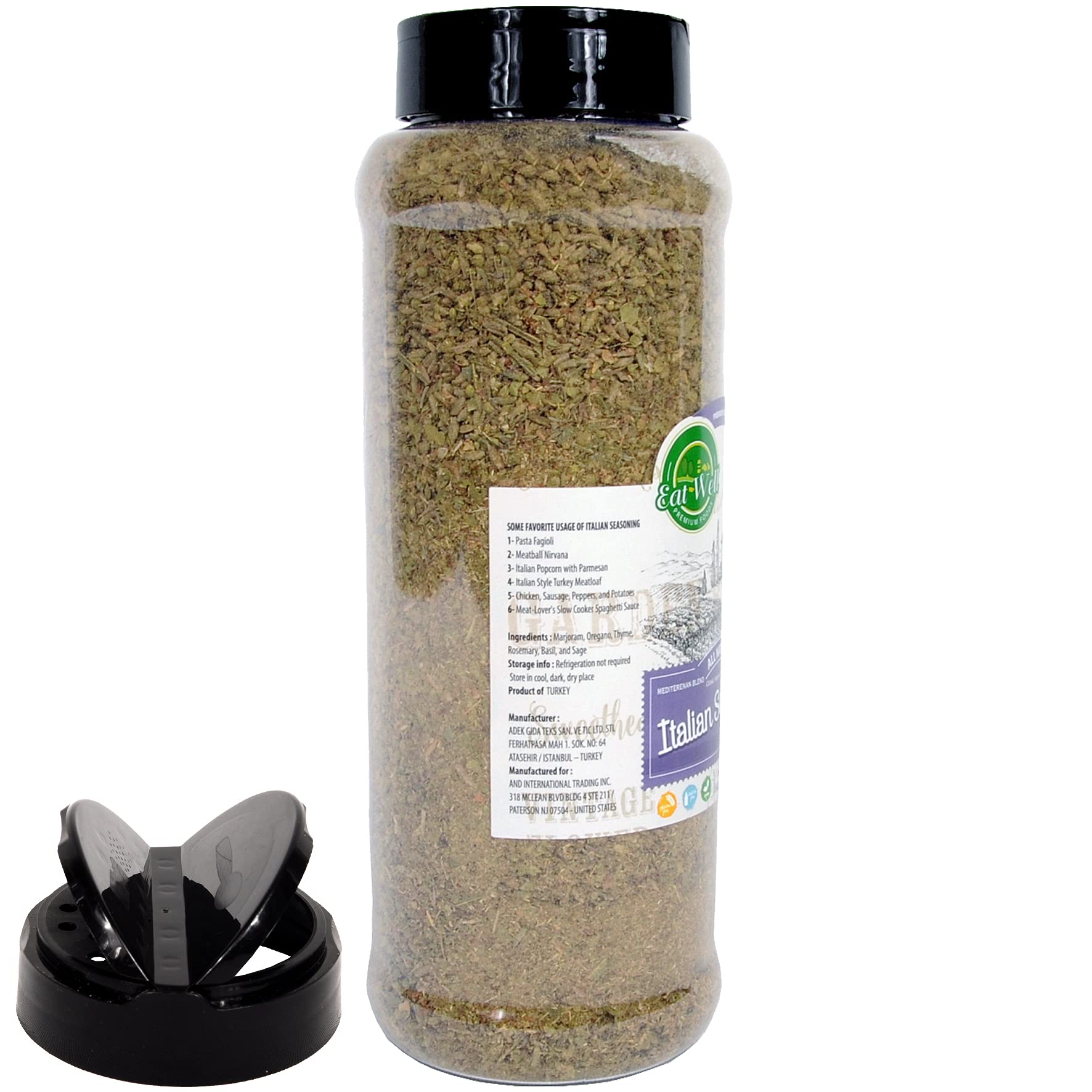 Eat Well Premium Foods Italian Seasoning 9 oz Shaker Bottle, Classic Blend of Herbs with Oregano & Thyme, 100% Natural Dried Mixed Herbs for Cooking Mixed Italian Spices, Bulk Size Herb Seasoning Mix